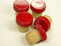 Plastic Top Flanged Corks Red (20) - Click Image to Close