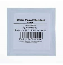 Wine Yeast/ Nutrient for 5lt (Suits red and White) 8g